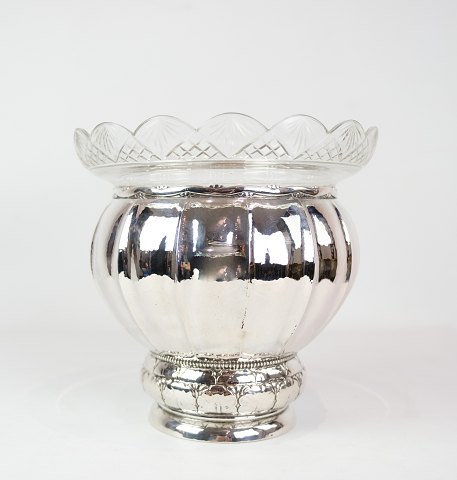 Silver bowl - glass insert - three-towered silver - 1920
