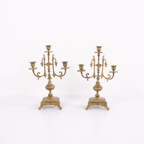 French Bronze Candlesticks – 3-Arm – Decorative Details – 1890s
Great condition
