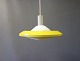 Stockholm pendant in yellow lacquered metal and opaline glass by Louis Poulsen from the 1960s.5000m2 showroom.