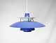Blue PH5 pendant designed by Poul Henningsen in 1958 and manufactured by Louis Poulsen.5000m2 showroom.