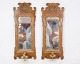 Set of 2 Antique Wall Mirrors with Candlestick - Walnut Frame with Gold Leaf - 
Brass Candlestick - Rococo Style - 1880s
Great condition
