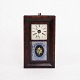 Antique American Clock - Painted Glass Window - Dark Wood - Roman Numeral Dial - 
19th Century
