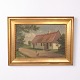 Painting on canvas with a motif of a farmhouse painted by Kaj Drews (1884-1964)