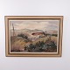Oil Painting with Hilly Landscape, Farm and Fir Trees circa 1960–1980 by Knud Bøstrup