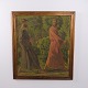 Lithograph Christ and Peter with Two Men in Historical Dress in a Forest Landscape from 1910 by P. W. Johannsen