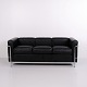 LC2 Three Seater Sofa in Original Black Leather and Chrome by Cassina
