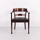 Art Nouveau Armchair in Dark Wood with Black Upholstery Early 20th Century